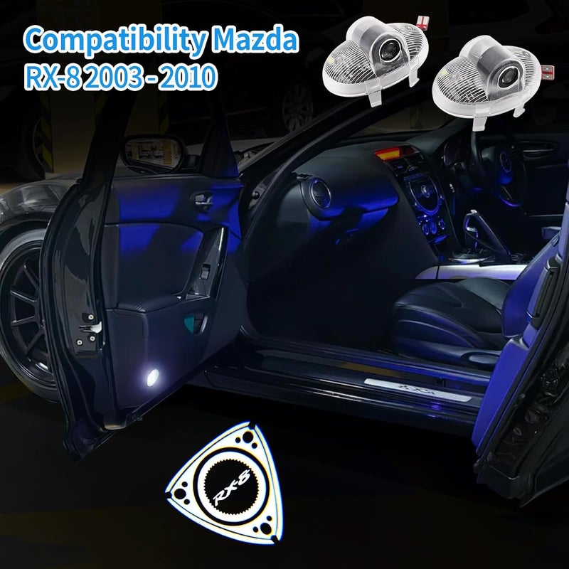 uunonaha 2 قطع RX8 ضوء ترحيب سيارة باب إسقاط LED ضوء ظل الباب ضوء بركة متوافق مع ملحقات RX8 - Image 2